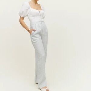 Reformation Top Rory Linen‎ White Blouse Shirt Sz 6